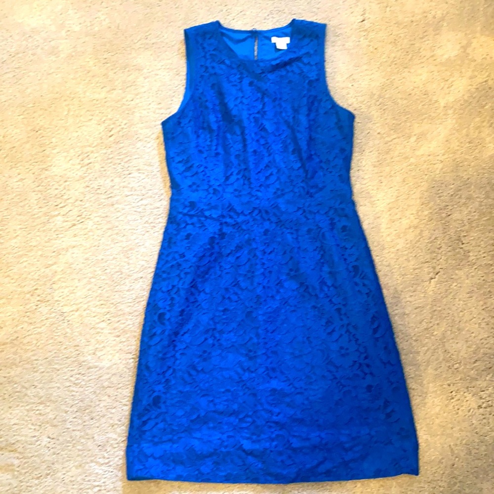 J Crew Royal Blue Lace Shift Dress Size 4